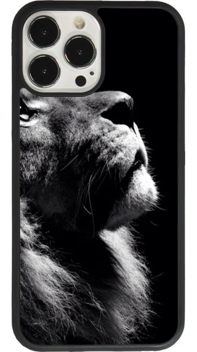 Coque iPhone 13 Pro Max - Silicone rigide noir Lion looking up