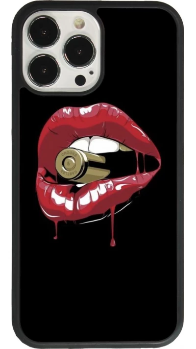 Coque iPhone 13 Pro Max - Silicone rigide noir Lips bullet