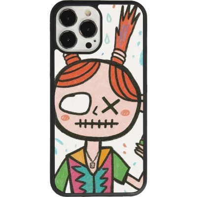 Coque iPhone 13 Pro Max - Silicone rigide noir Little Girl Sketch