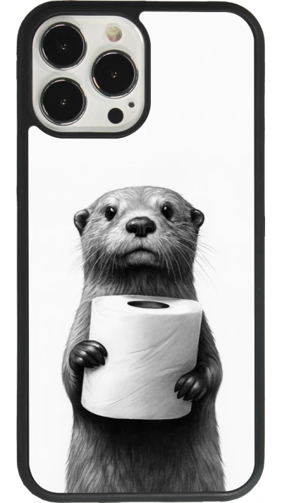 Coque iPhone 13 Pro Max - Silicone rigide noir Loutre papier de toilette