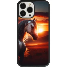 Coque iPhone 13 Pro Max - Silicone rigide noir Majestic Sunset Horse