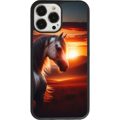 iPhone 13 Pro Max Case Hülle - Silikon schwarz Majestätischer Sonnenuntergang Pferd