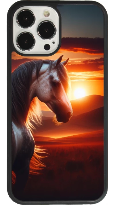 Coque iPhone 13 Pro Max - Silicone rigide noir Majestic Sunset Horse