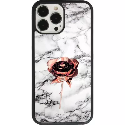 iPhone 13 Pro Max Case Hülle - Silikon schwarz Marble Rose Gold