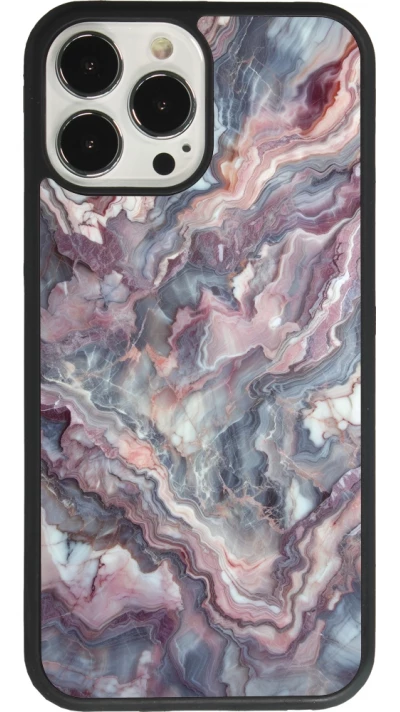 iPhone 13 Pro Max Case Hülle - Silikon schwarz Violetter silberner Marmor