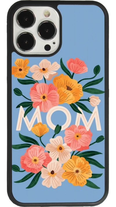 Coque iPhone 13 Pro Max - Silicone rigide noir Mom 2026 Flowers