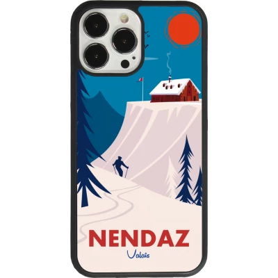 Coque iPhone 13 Pro Max - Silicone rigide noir Nendaz Cabane Ski