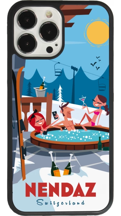 Coque iPhone 13 Pro Max - Silicone rigide noir Nendaz Mountain Jacuzzi