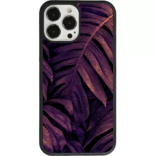 iPhone 13 Pro Max Case Hülle - Silikon schwarz Purple Light Leaves