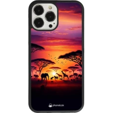 Coque iPhone 13 Pro Max - Silicone rigide noir Safari sunset wildlife