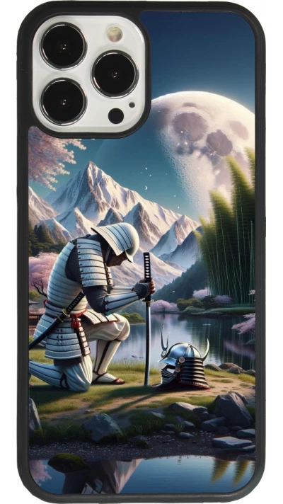 Coque iPhone 13 Pro Max - Silicone rigide noir Samurai Katana Lune