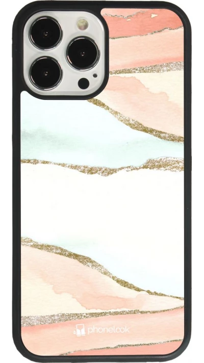 Coque iPhone 13 Pro Max - Silicone rigide noir Shimmering Orange