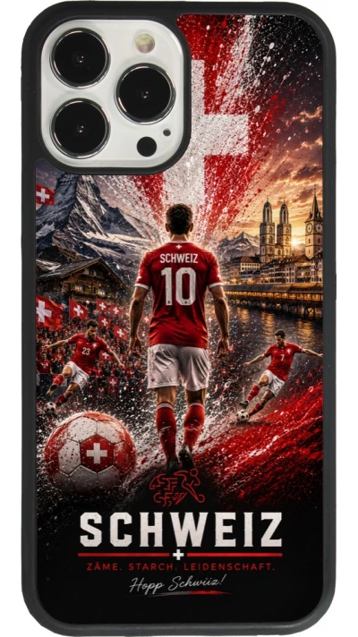 iPhone 13 Pro Max Case Hülle - Silikon schwarz Fussball Schweiz splash 2026