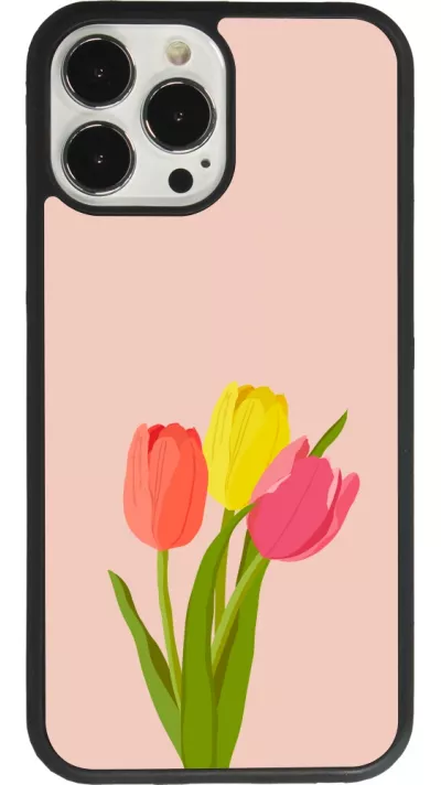 Coque iPhone 13 Pro Max - Silicone rigide noir Spring 23 tulip trio