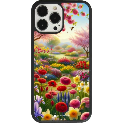 iPhone 13 Pro Max Case Hülle - Silikon schwarz Frühling 25 Strauß Frühling