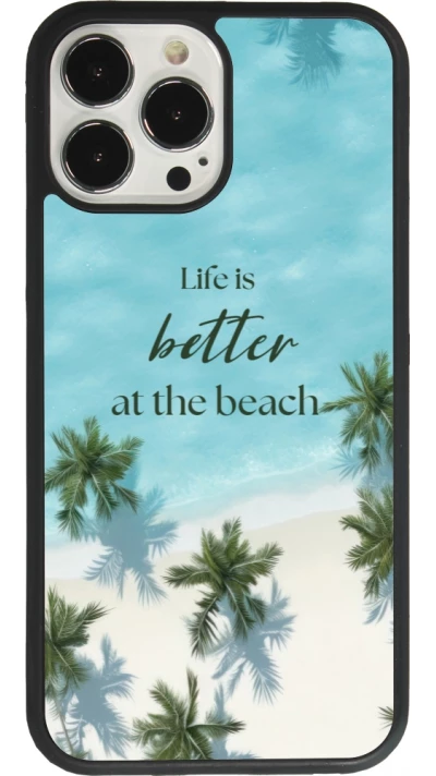 Coque iPhone 13 Pro Max - Silicone rigide noir Summer 2025 Life is better at the beach