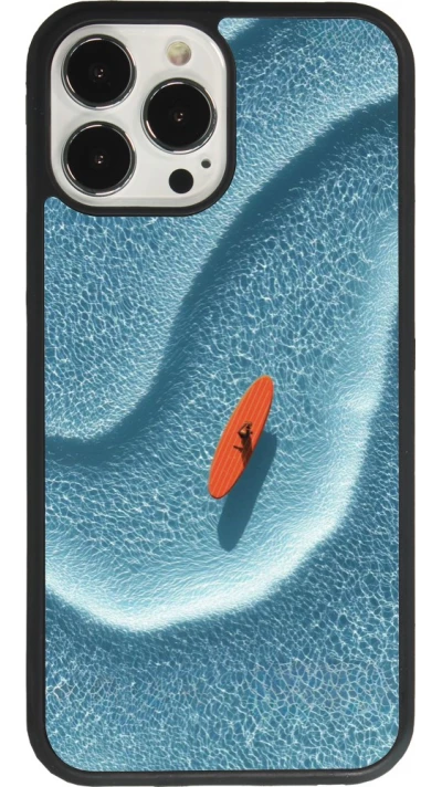 Coque iPhone 13 Pro Max - Silicone rigide noir Orange surf Summer 2026