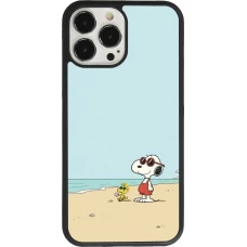 Coque iPhone 13 Pro Max - Silicone rigide noir Snoopy on the beach Summer 2026