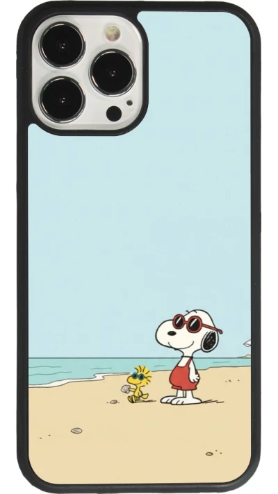 Coque iPhone 13 Pro Max - Silicone rigide noir Snoopy on the beach Summer 2026