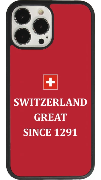 Coque iPhone 13 Pro Max - Silicone rigide noir Switzerland Great Since 1291