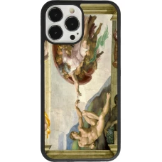 Coque iPhone 13 Pro Max - Silicone rigide noir Tableau art - La Création d’Adam - Michel-Ange