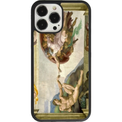 iPhone 13 Pro Max Case Hülle - Silikon schwarz Kunstbild - Die Erschaffung Adams - Michelangelo