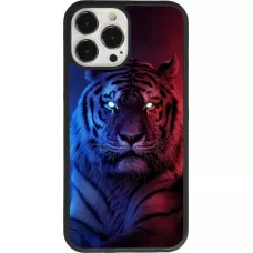 Coque iPhone 13 Pro Max - Silicone rigide noir Tiger Blue Red