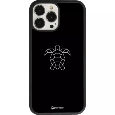 Coque iPhone 13 Pro Max - Silicone rigide noir Turtles lines on black