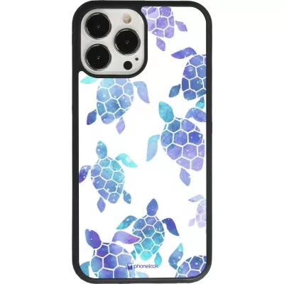 Hülle iPhone 13 Pro Max - Silikon schwarz Turtles pattern watercolor