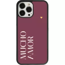 Coque iPhone 13 Pro Max - Silicone rigide noir Valentine 2024 mucho amor rosado