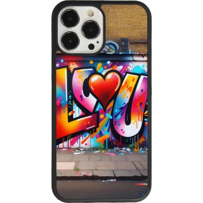 Coque iPhone 13 Pro Max - Silicone rigide noir Valentine 2025 Love U Tag