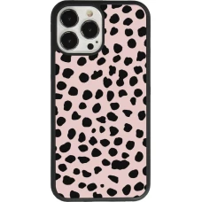 Coque iPhone 13 Pro Max - Silicone rigide noir Wild Leopard Pink