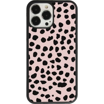 Coque iPhone 13 Pro Max - Silicone rigide noir Wild Leopard Pink