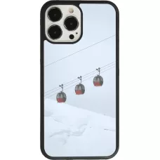 Coque iPhone 13 Pro Max - Silicone rigide noir Winter 22 ski lift