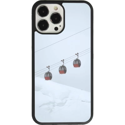 Coque iPhone 13 Pro Max - Silicone rigide noir Winter 22 ski lift