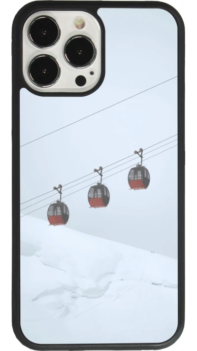 Coque iPhone 13 Pro Max - Silicone rigide noir Winter 22 ski lift
