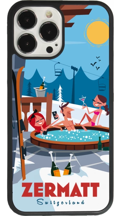 Coque iPhone 13 Pro Max - Silicone rigide noir Zermatt Mountain Jacuzzi
