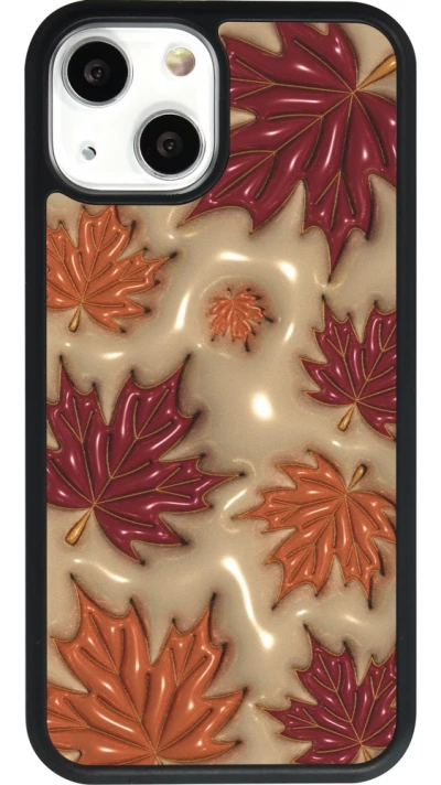 Coque iPhone 13 mini - Silicone rigide noir Autumn 26 3D leaves