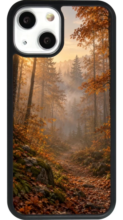 Coque iPhone 13 mini - Silicone rigide noir Autumn 26 Autumn walk