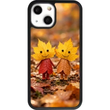 Coque iPhone 13 mini - Silicone rigide noir Autumn 26 Couple of leaves