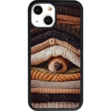 Coque iPhone 13 mini - Silicone rigide noir Autumn 26 Dog under the covers
