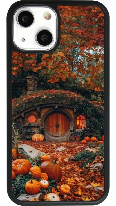 Coque iPhone 13 mini - Silicone rigide noir Autumn 26 Hobbit house