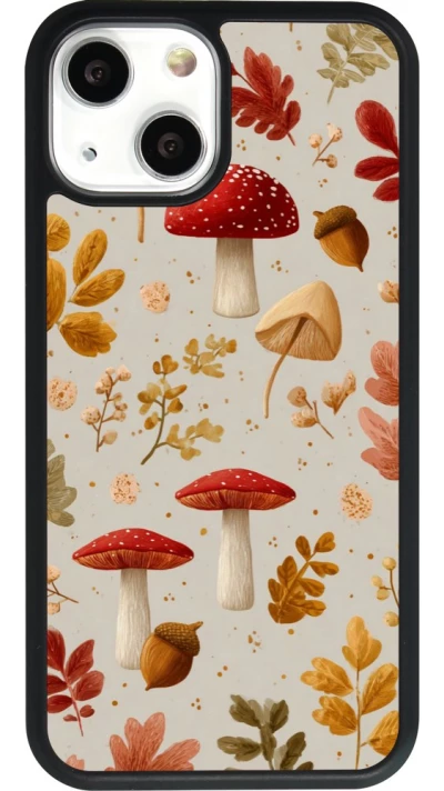 Coque iPhone 13 mini - Silicone rigide noir Autumn 26 Mushrooms and leaves