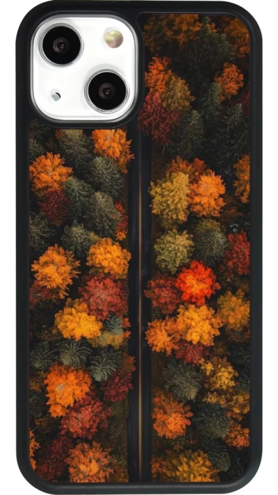 Coque iPhone 13 mini - Silicone rigide noir Autumn 26 Road in autumn