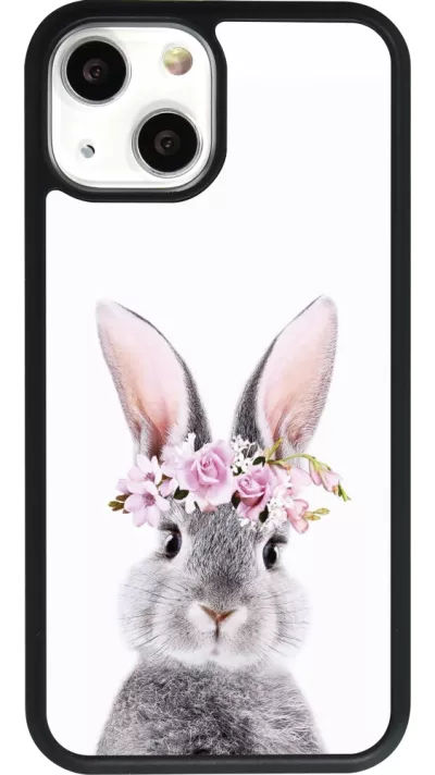 iPhone 13 mini Case Hülle - Silikon schwarz Easter 2023 flower bunny