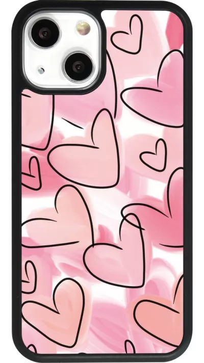iPhone 13 mini Case Hülle - Silikon schwarz Easter 2023 pink hearts
