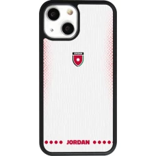 Coque iPhone 13 mini - Silicone rigide noir Maillot de football Jordanie 2026 personnalisable