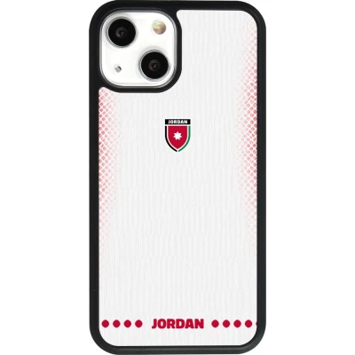 Coque iPhone 13 mini - Silicone rigide noir Maillot de football Jordanie 2026 personnalisable