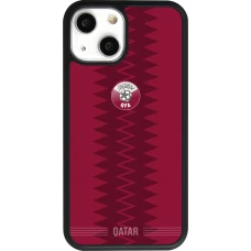 Coque iPhone 13 mini - Silicone rigide noir Maillot de football Qatar 2026 personnalisable