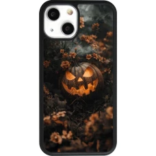 iPhone 13 mini Case Hülle - Silikon schwarz Halloween 2025 Pumpkin with flowers